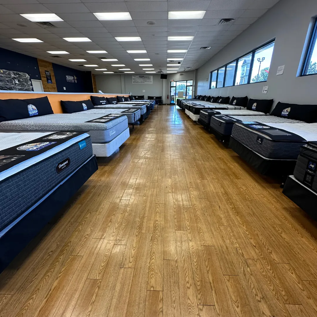 Middle mattress isle at Sleep Station.